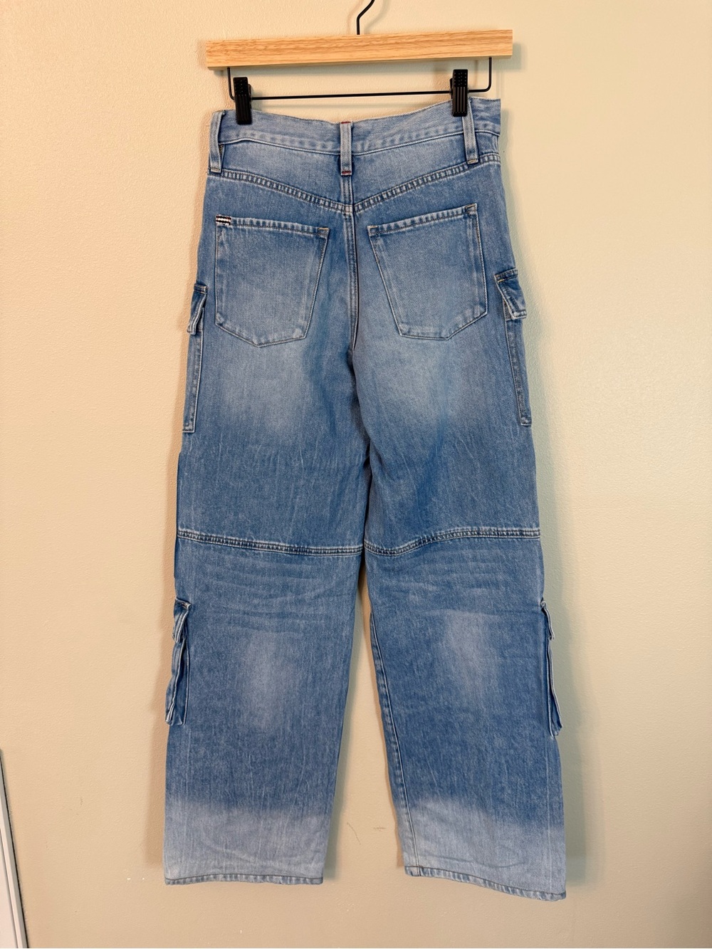 Alice + Olivia Cay Baggy Cargo Jeans Brea Blue Wide Leg Denim Size 28 - Picture 7 of 10